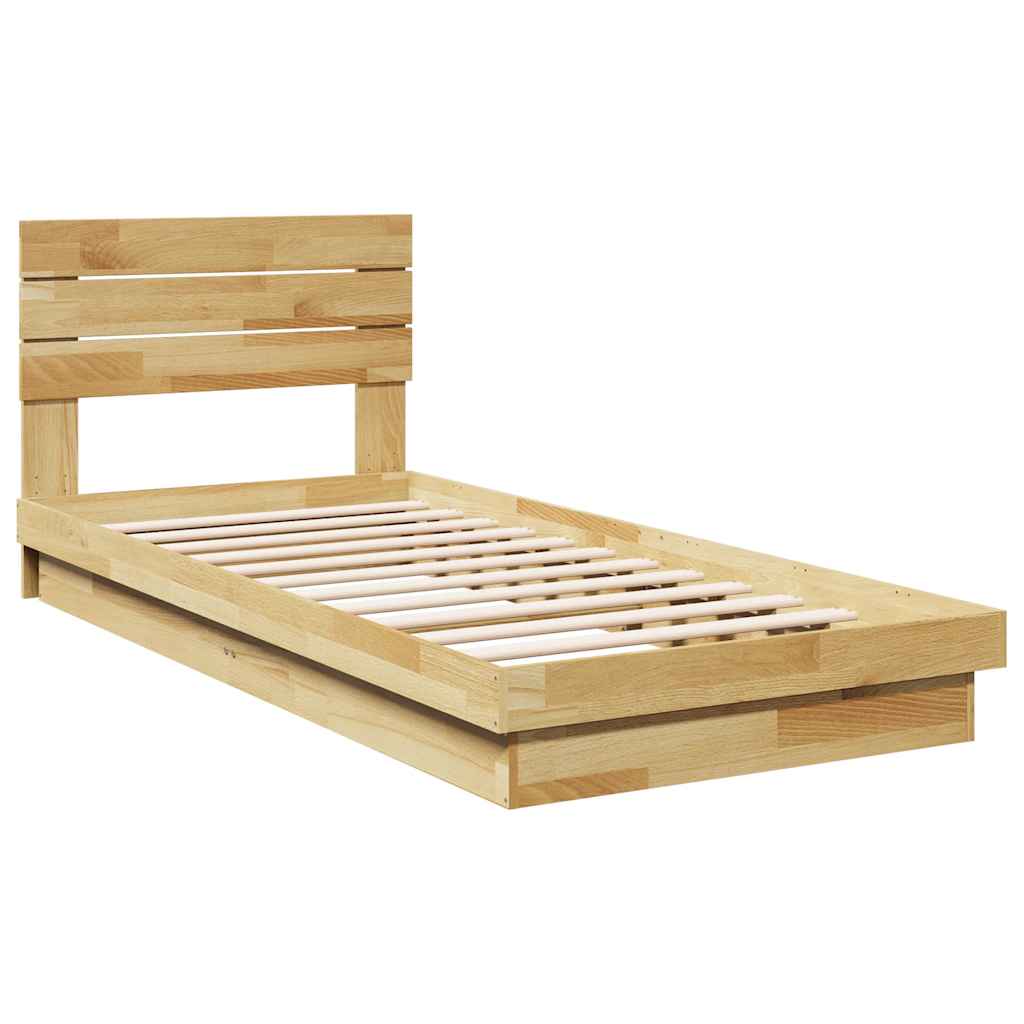 Bed Frame with Headboard without Mattress 90x190 cm Solid Wood Oak