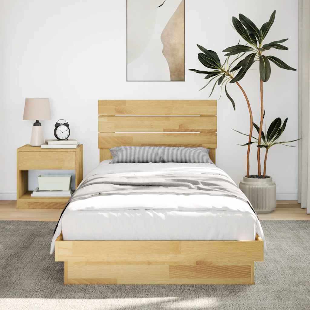 Bed Frame with Headboard without Mattress 90x190 cm Solid Wood Oak