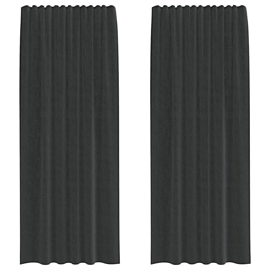 Voile Curtains with Rod Pockets 2 pcs Black