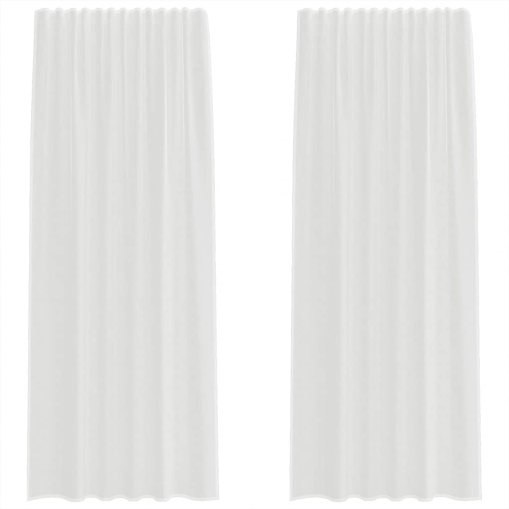 Voile Curtains with Rod Pockets 2 pcs White