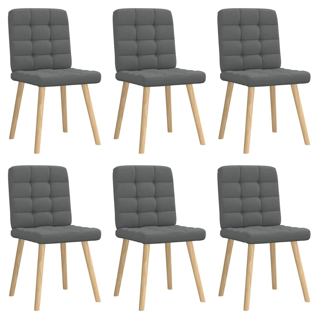 Dining Chairs 6 pcs Dark Grey Fabric