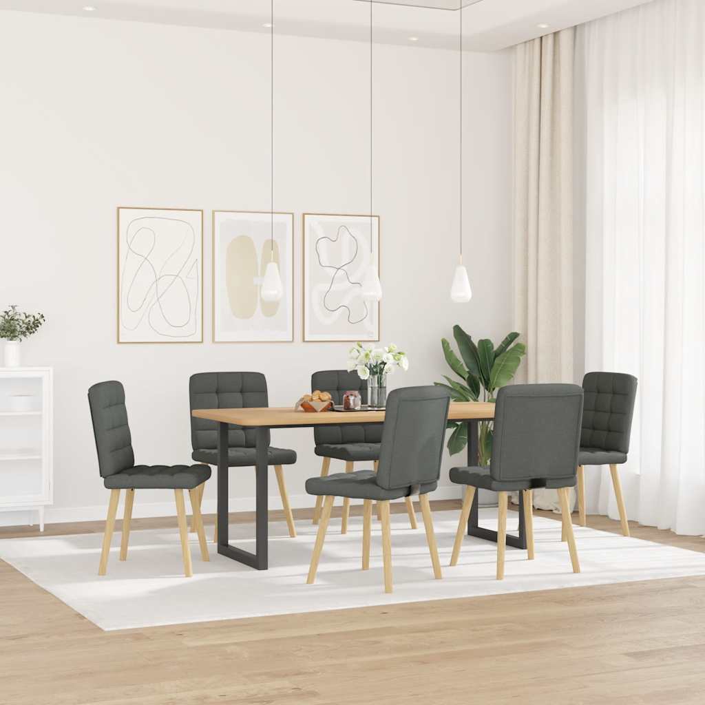 Dining Chairs 6 pcs Dark Grey Fabric