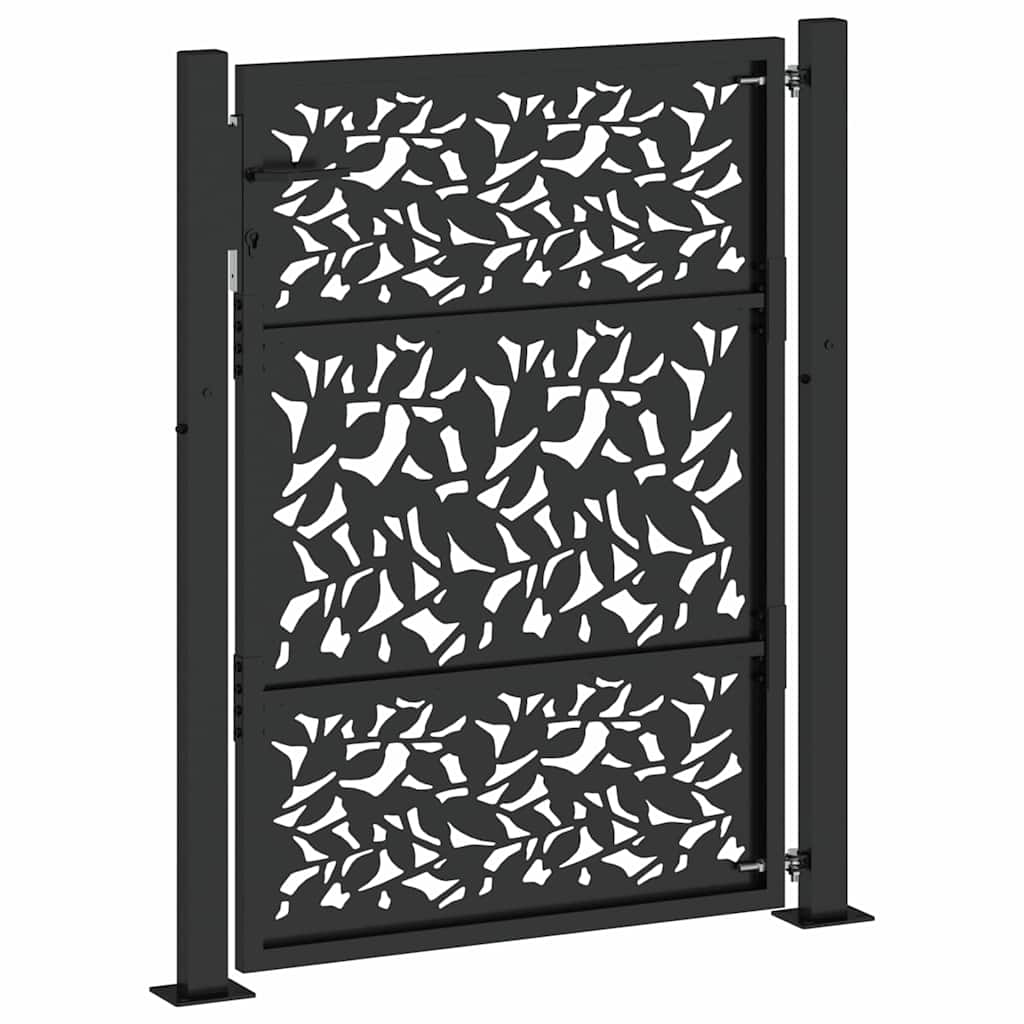Garden Gate Black 100x125 cm Steel Leaf Design