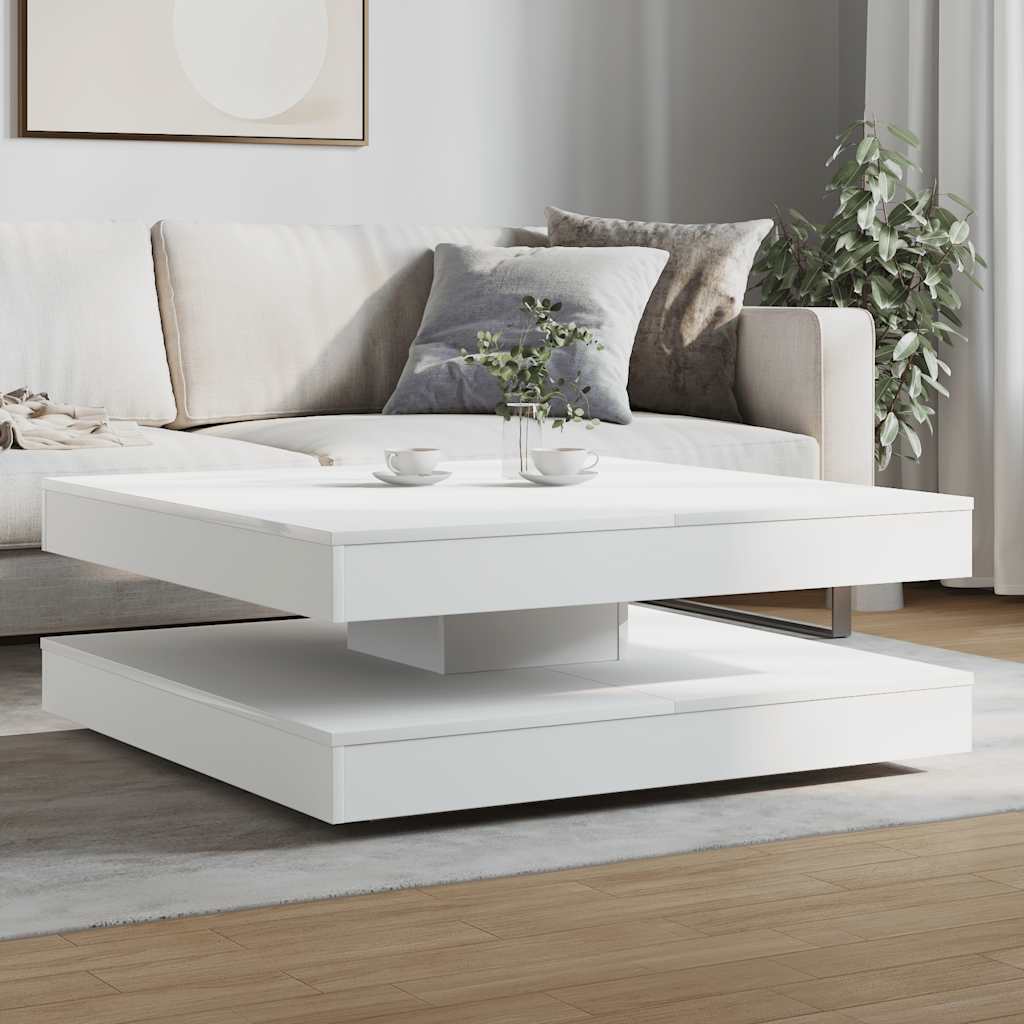 Coffee Table 360-Degree Rotatable White 90x90x34,5 cm