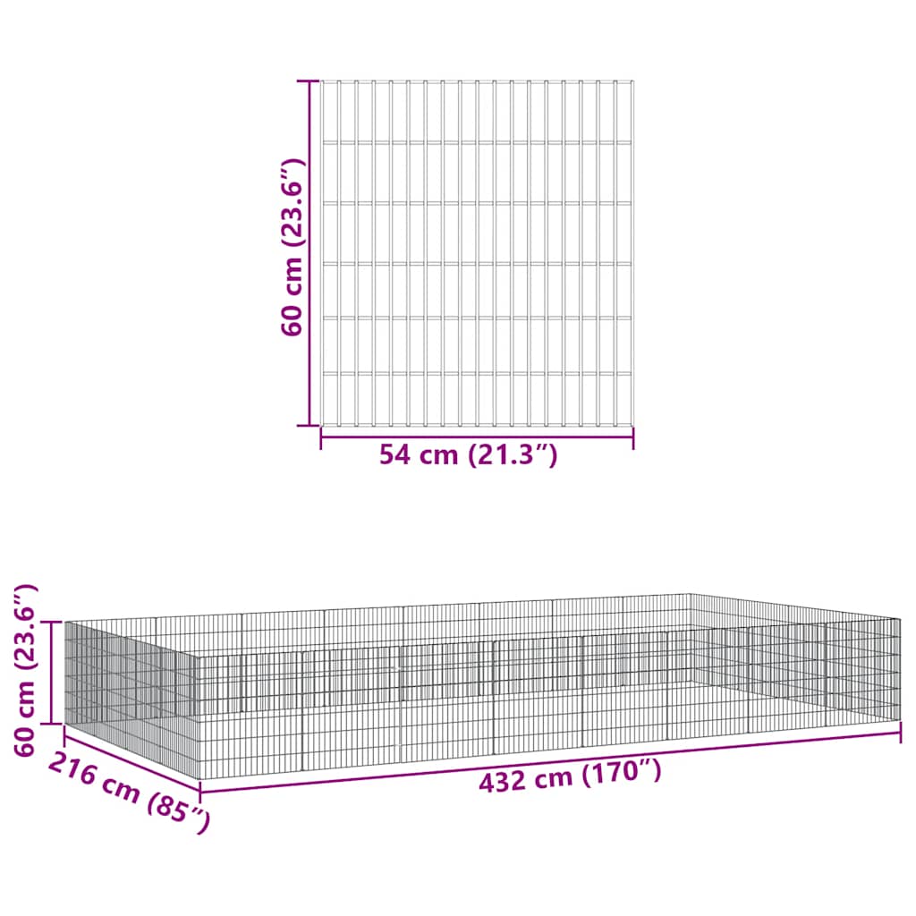 Free Range Animal Enclosure 24-Panel 54x60 cm Galvanised Iron