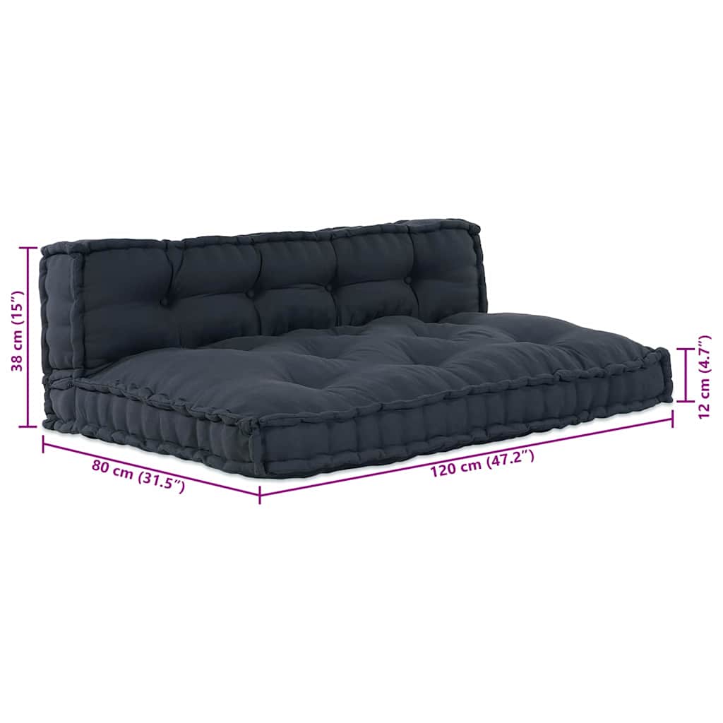 Pallet Sofa Cushion 2 pcs Anthracite 120 x 80 x 38 cm Fabric