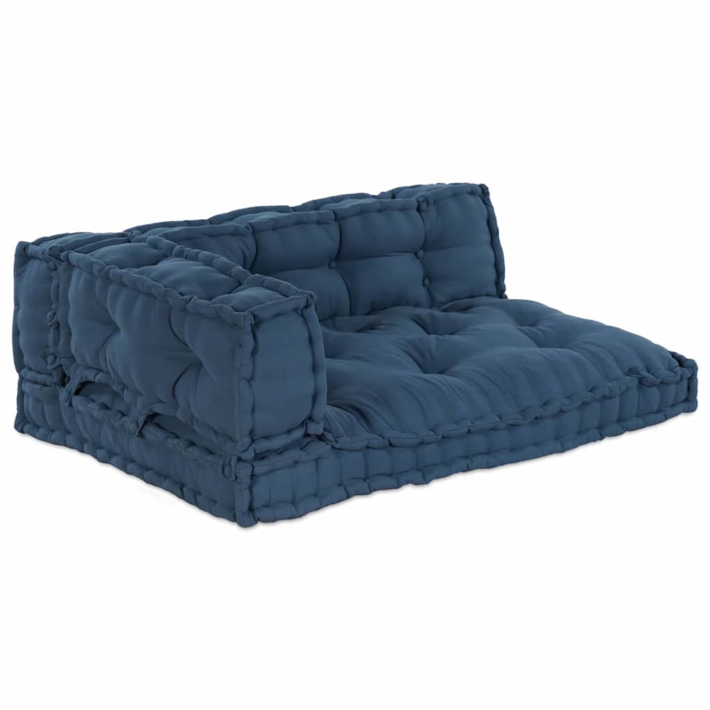 Pallet Sofa Cushion 3 pcs Indigo 120 x 80 x 38 cm Fabric