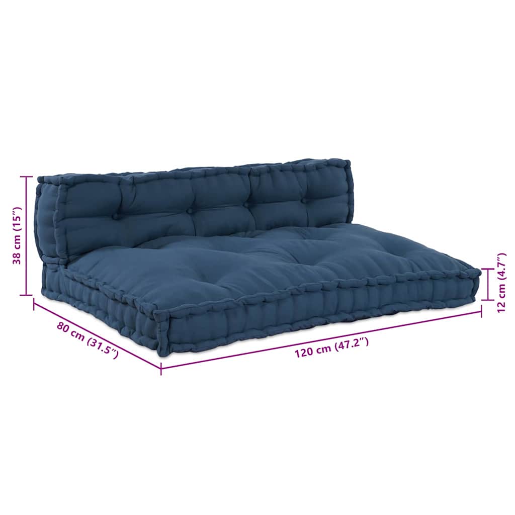 Pallet Sofa Cushion 2 pcs Indigo 120 x 80 x 38 cm Fabric