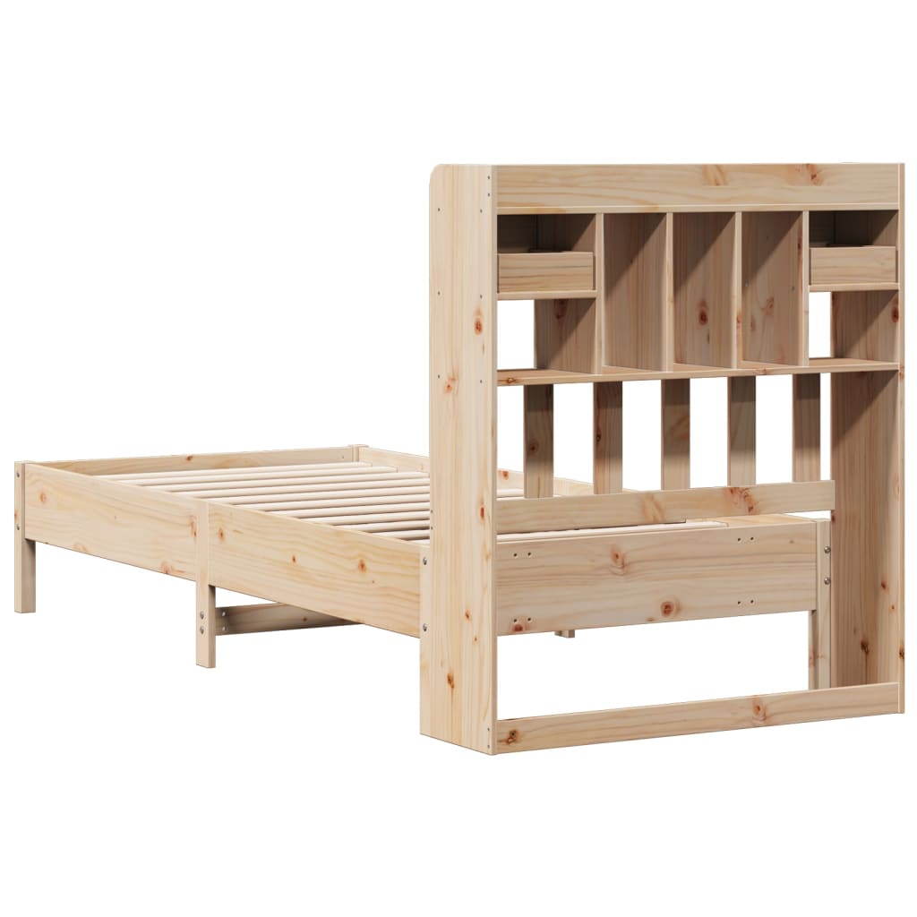 Bookcase Bed without Mattress 90x190cm Solid Wood Pine