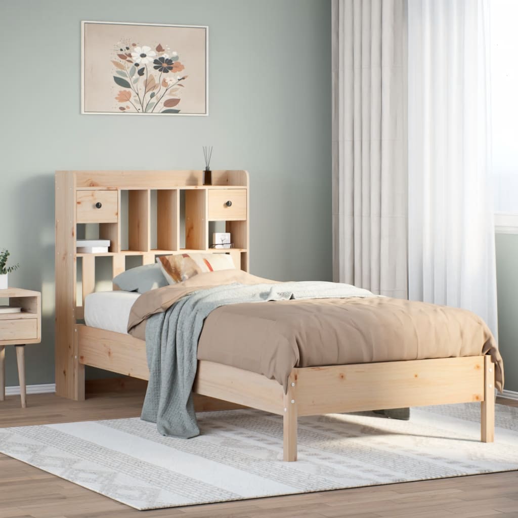 Bookcase Bed without Mattress 90x190cm Solid Wood Pine