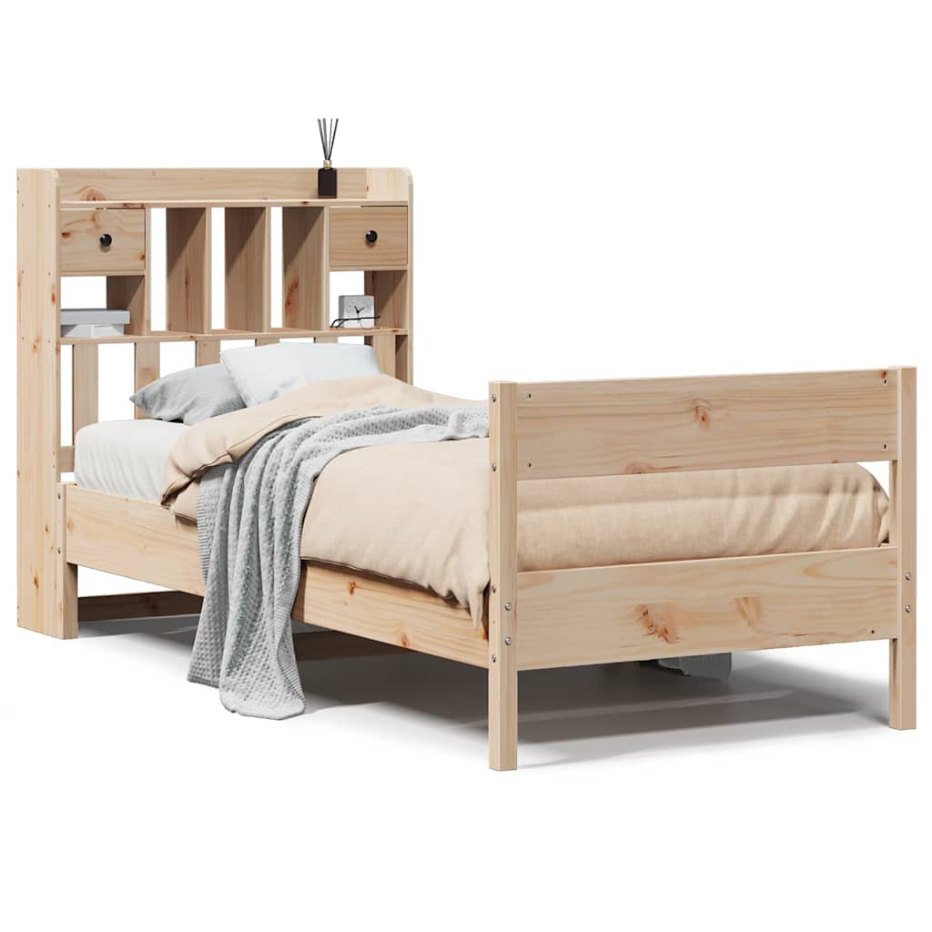 Bookcase Bed without Mattress 90x190cm Solid Wood Pine