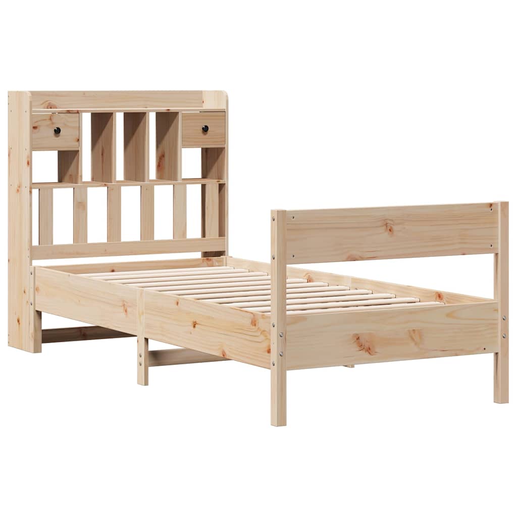 Bookcase Bed without Mattress 90x190cm Solid Wood Pine
