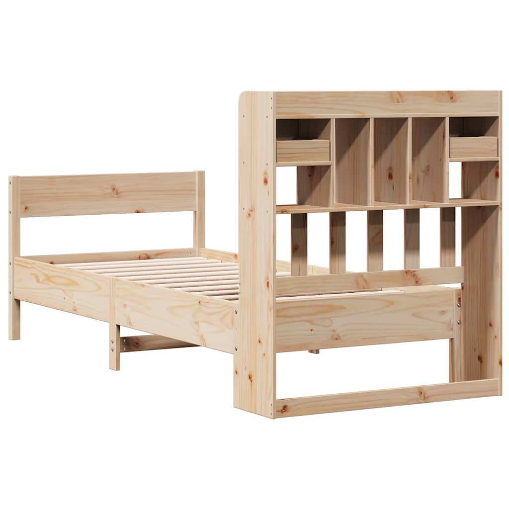 Bookcase Bed without Mattress 90x190cm Solid Wood Pine