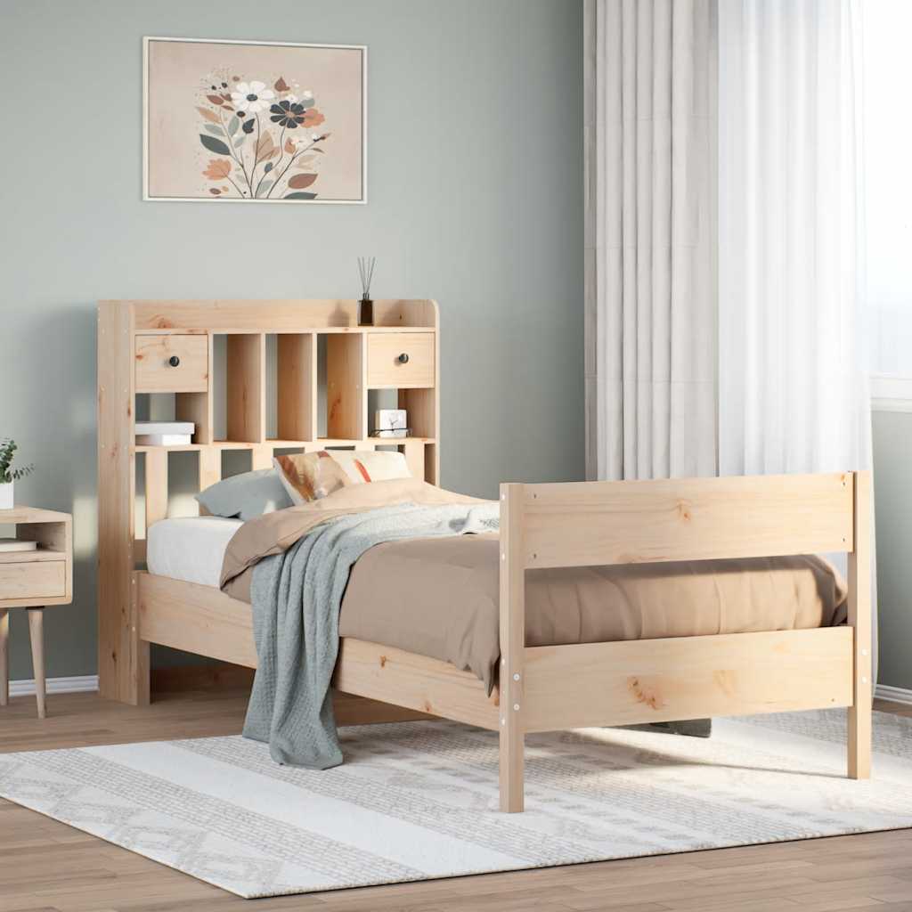 Bookcase Bed without Mattress 90x190cm Solid Wood Pine