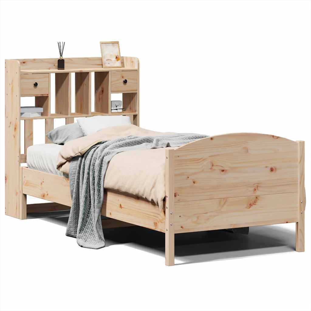 Bookcase Bed without Mattress 90x190cm Solid Wood Pine