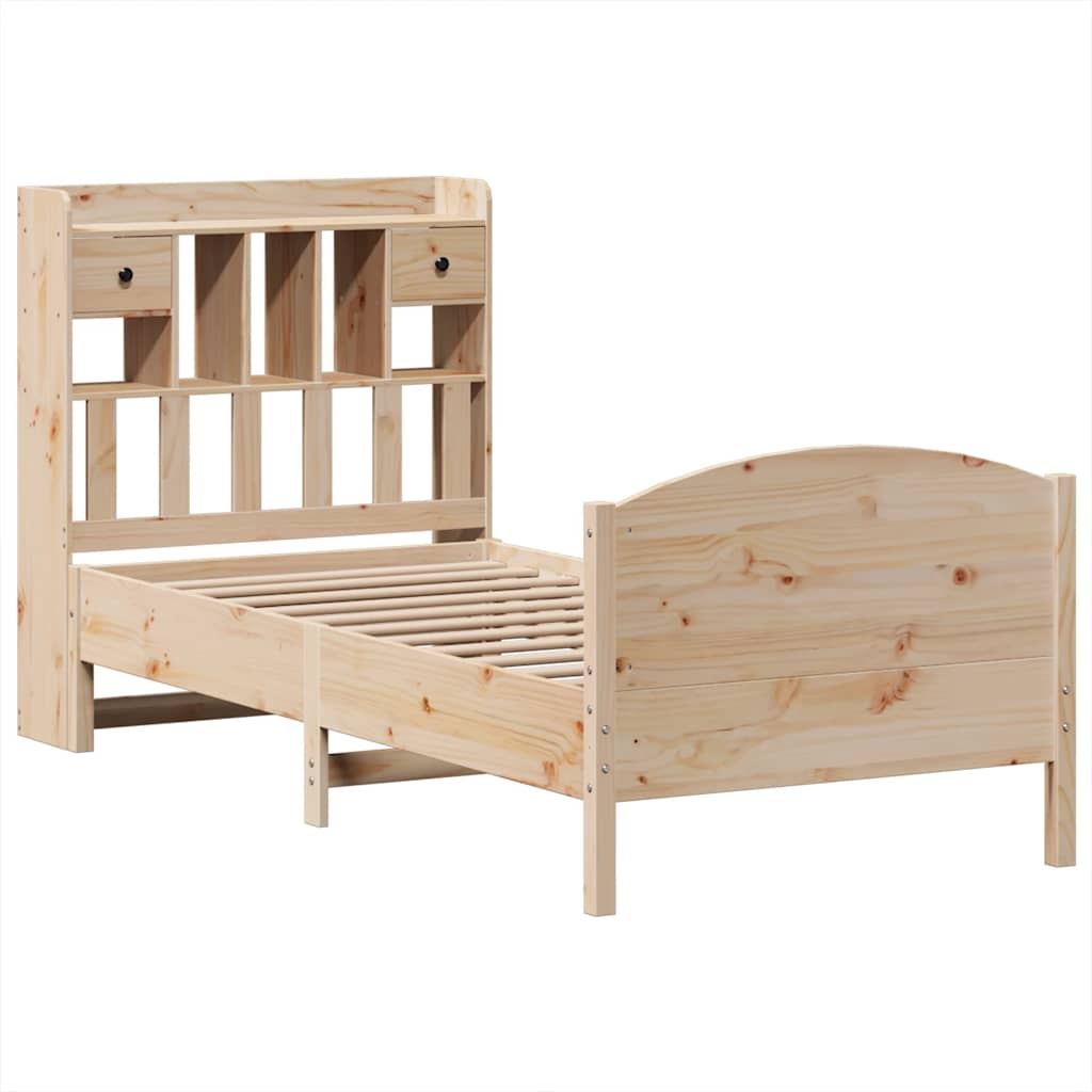 Bookcase Bed without Mattress 90x190cm Solid Wood Pine