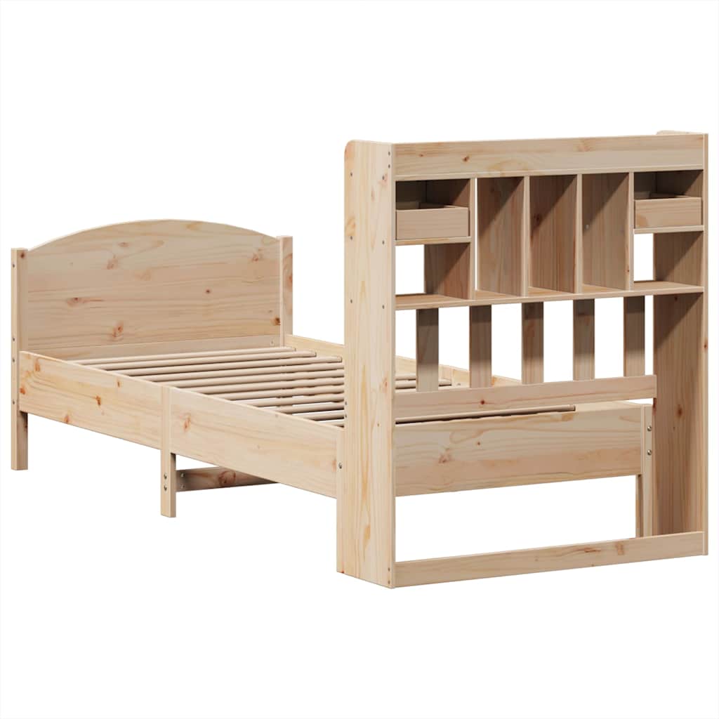 Bookcase Bed without Mattress 90x190cm Solid Wood Pine