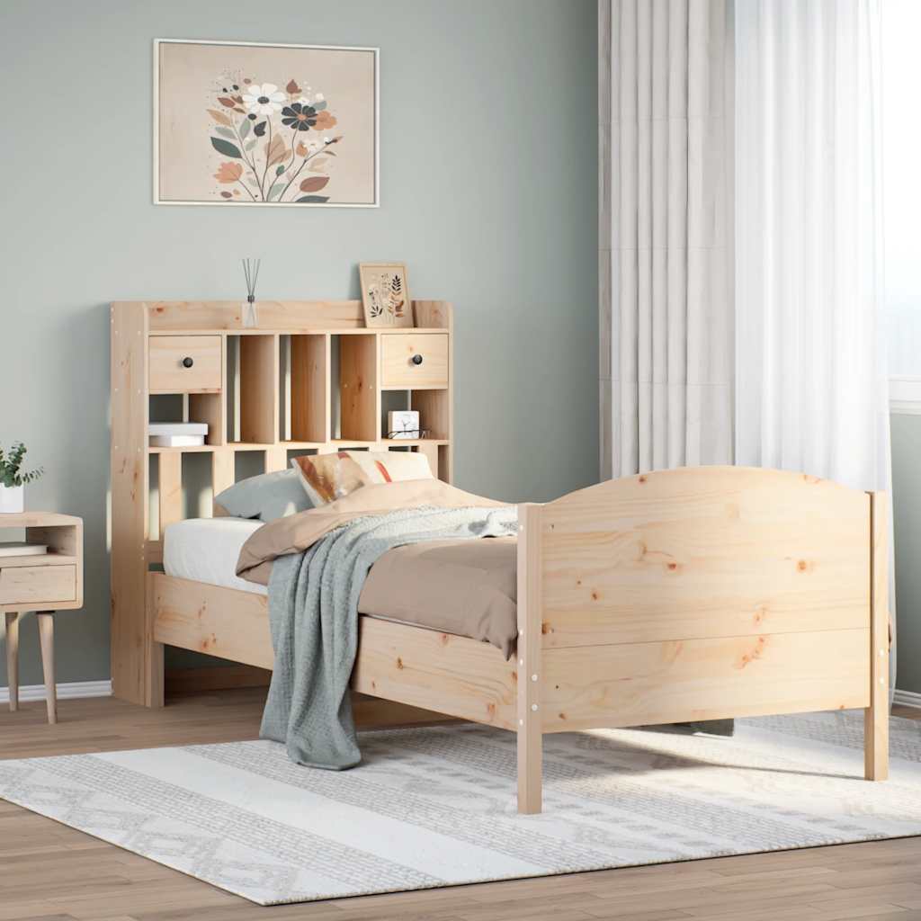 Bookcase Bed without Mattress 90x190cm Solid Wood Pine