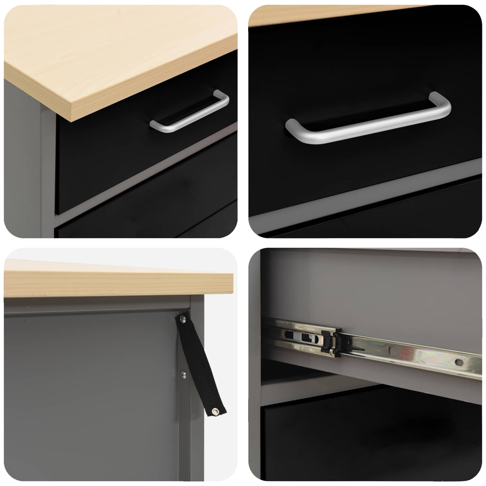 Work Bench with Drawer with Lock Black and Grey 50 x 55 x 85 cm