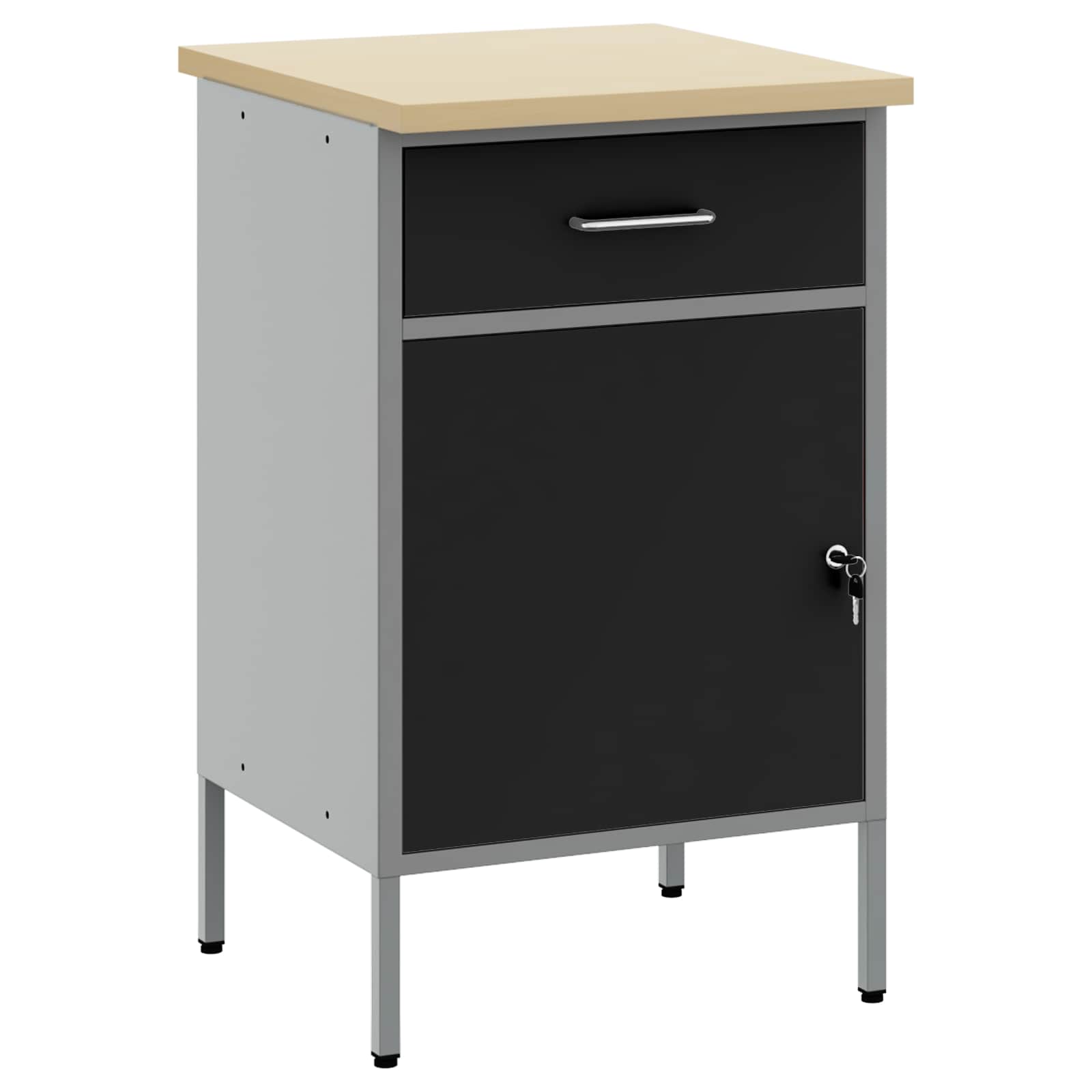 Work Bench with Drawer with Lock Black and Grey 50 x 55 x 85 cm