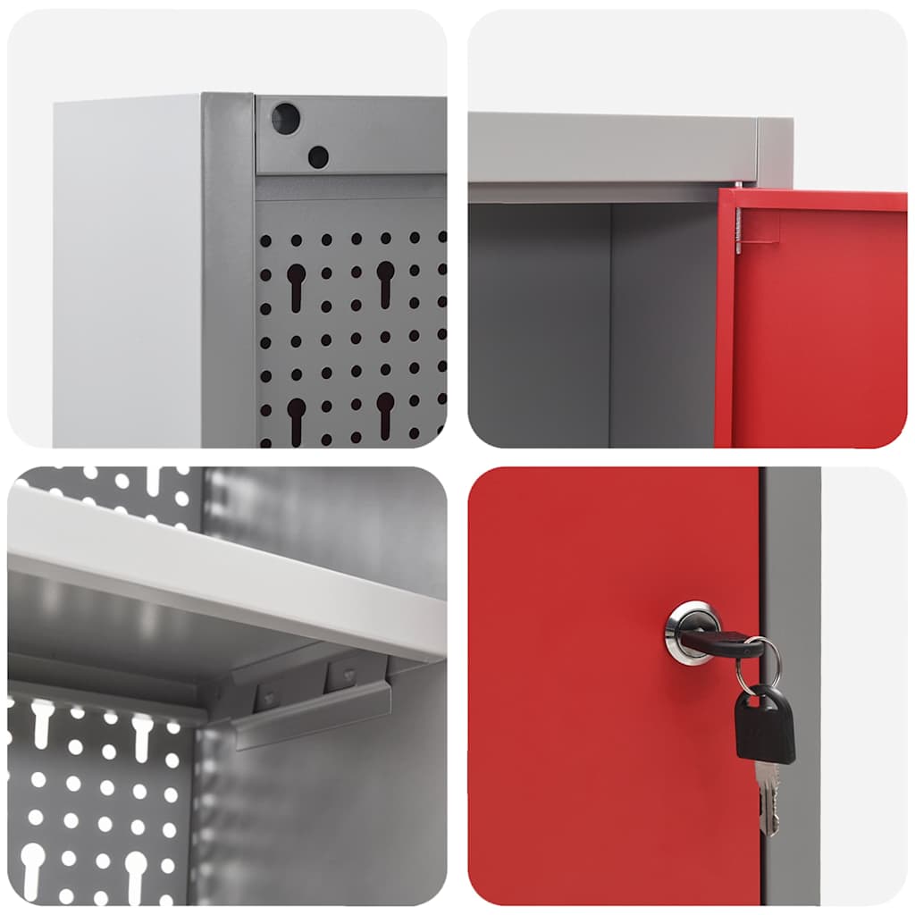Tool Cabinet with Shelf Red and Grey 100 x 20 x 55 cm Steel