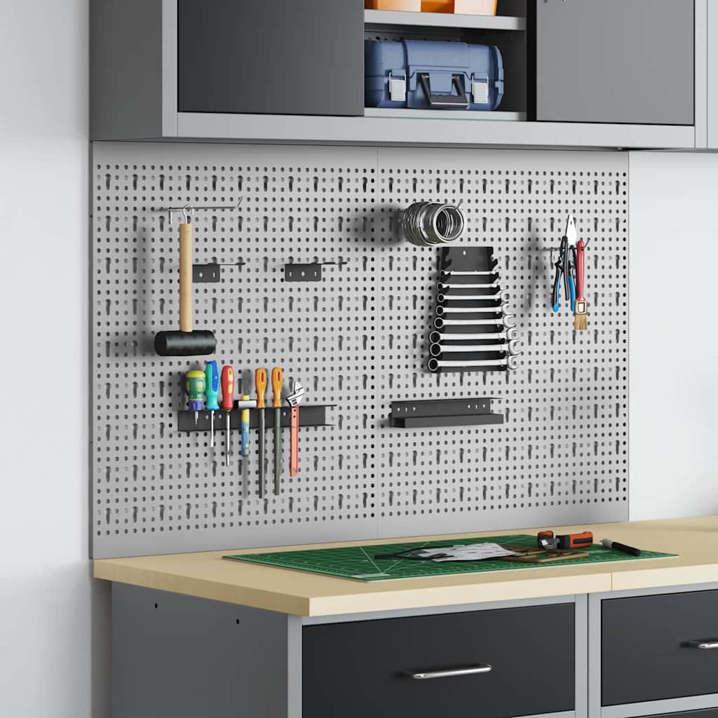 Tool Wall Panel 2 pcs Grey 100 x 1 x 60 cm Steel