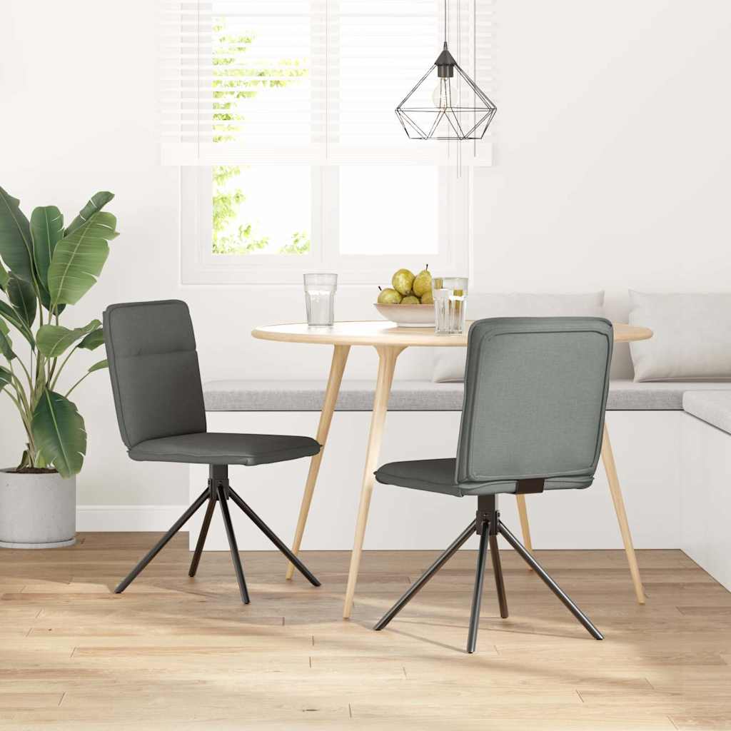 Dining Chairs 2 pcs Dark Grey Fabric