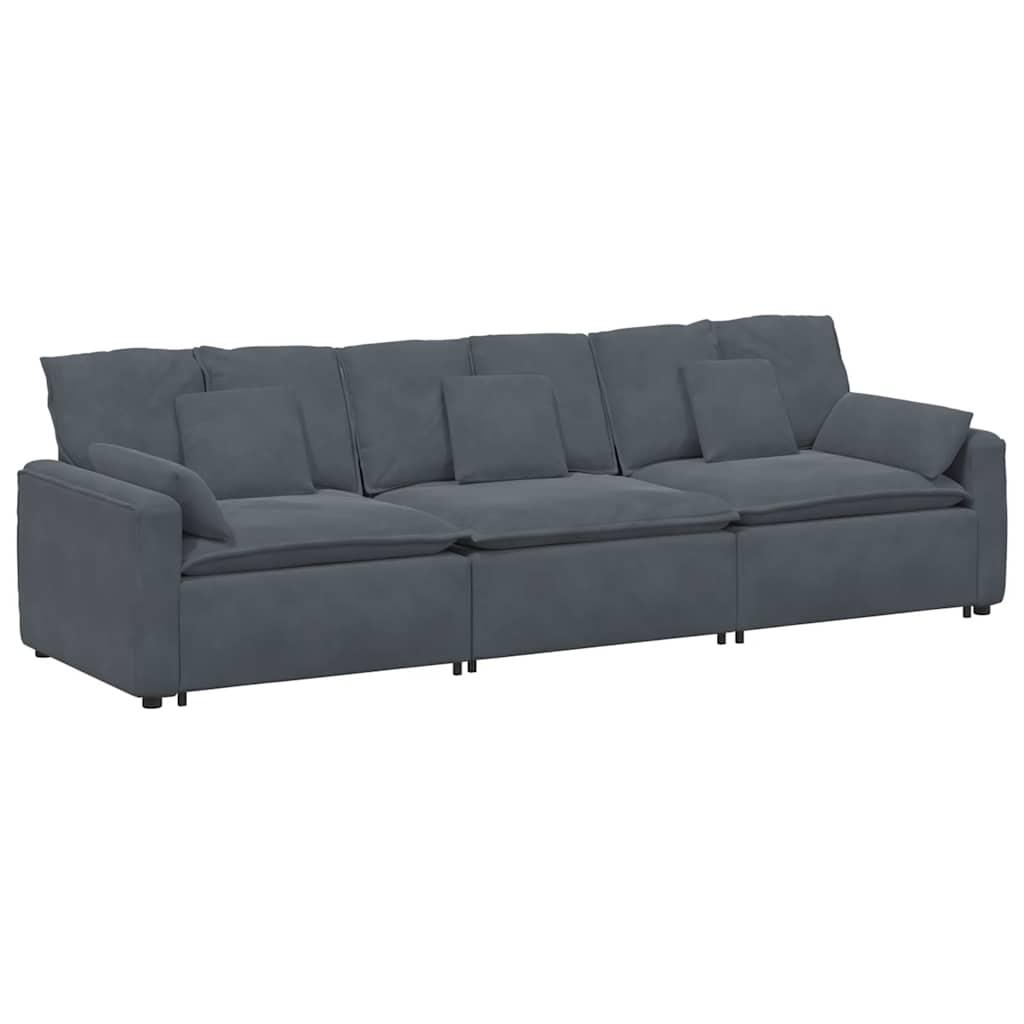 Modular Sofa with Cushions Dark Grey