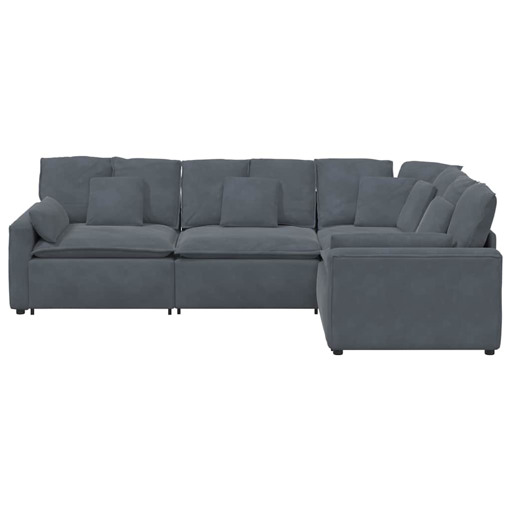 Modular Sofa with Cushions Velvet Dark Grey