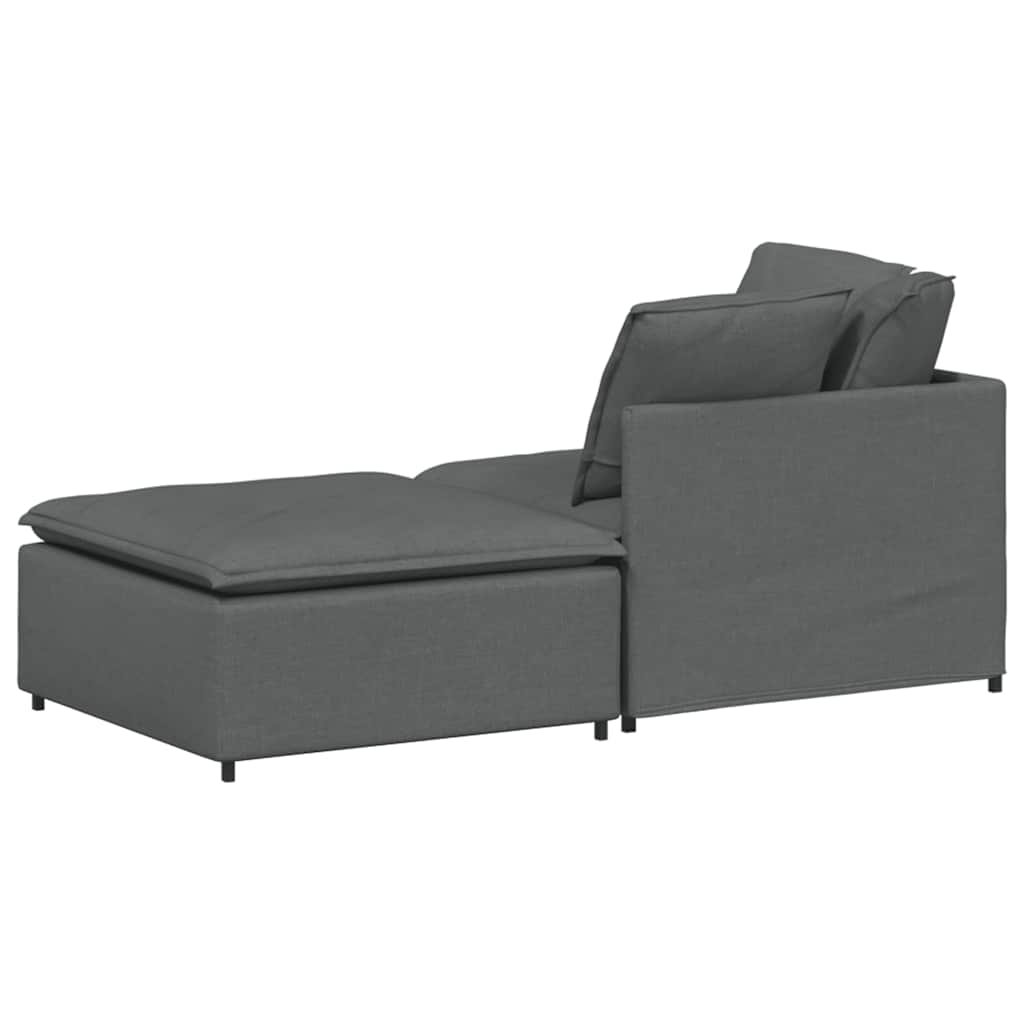 Modular Sofa with Footstool&Cushions Fabric Dark Grey