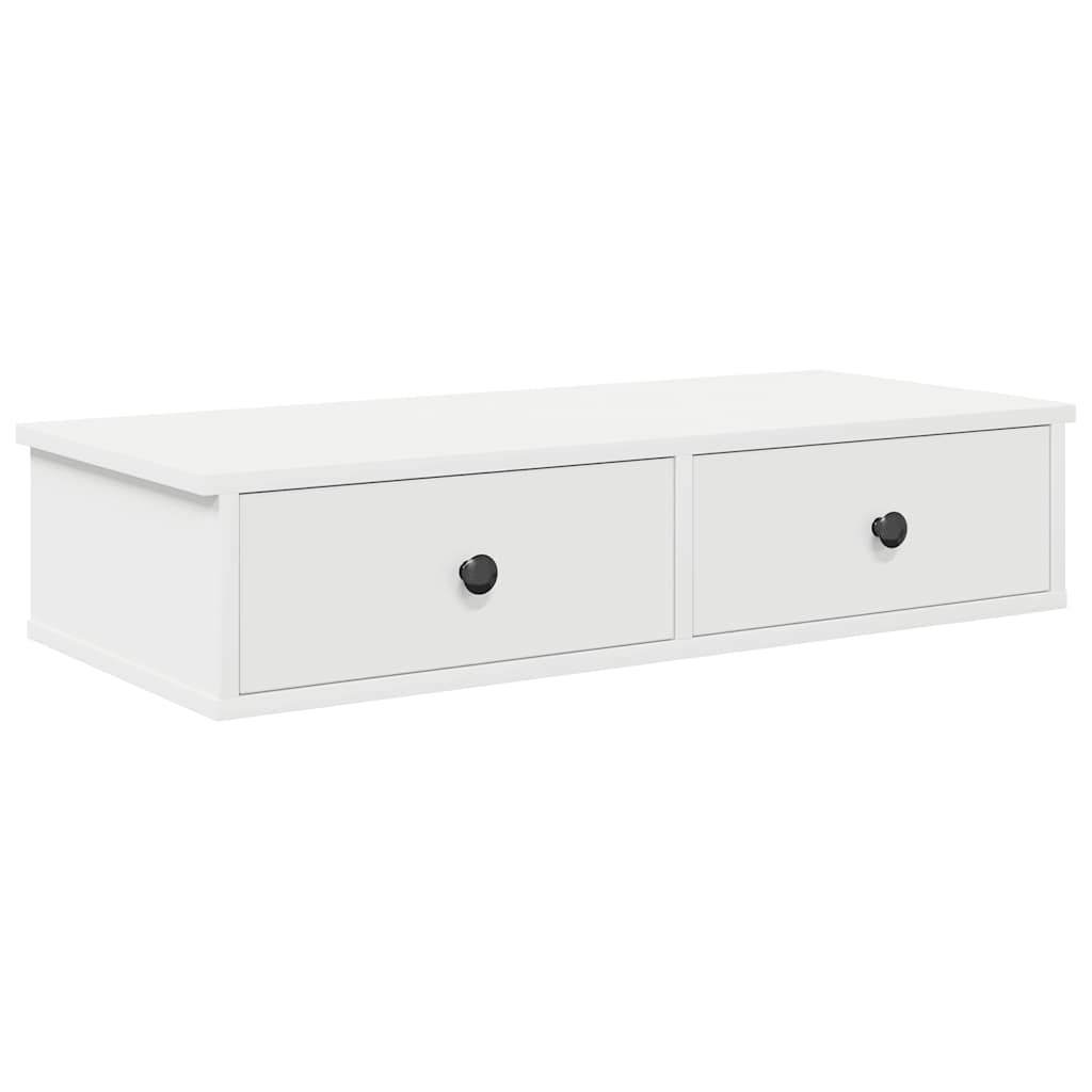 Wall Shelf with Drawers White 80x34x17 cm Engineered Wood