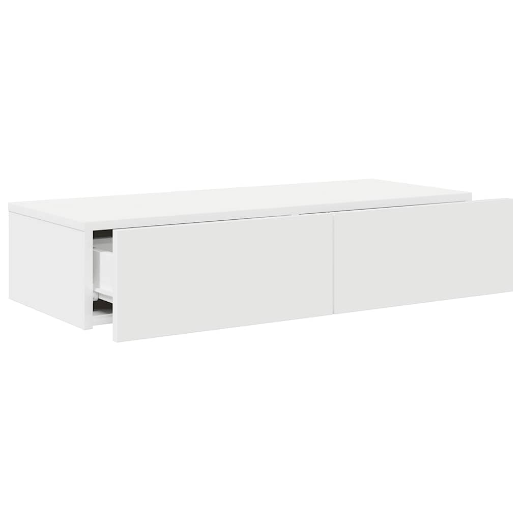 Wall Shelf with Drawers White 80x33x17 cm Engineered Wood