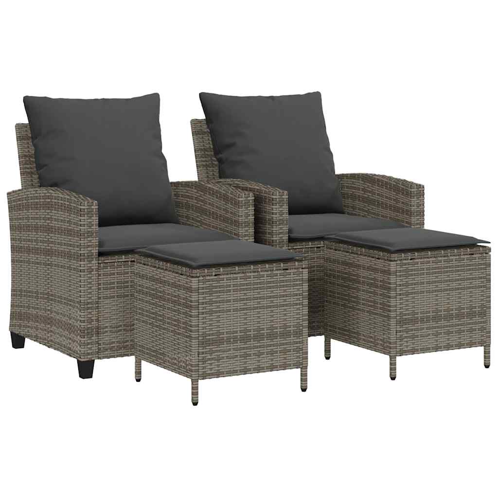4 Piece Garden Sofa Set with Cushions Grey Poly Rattan