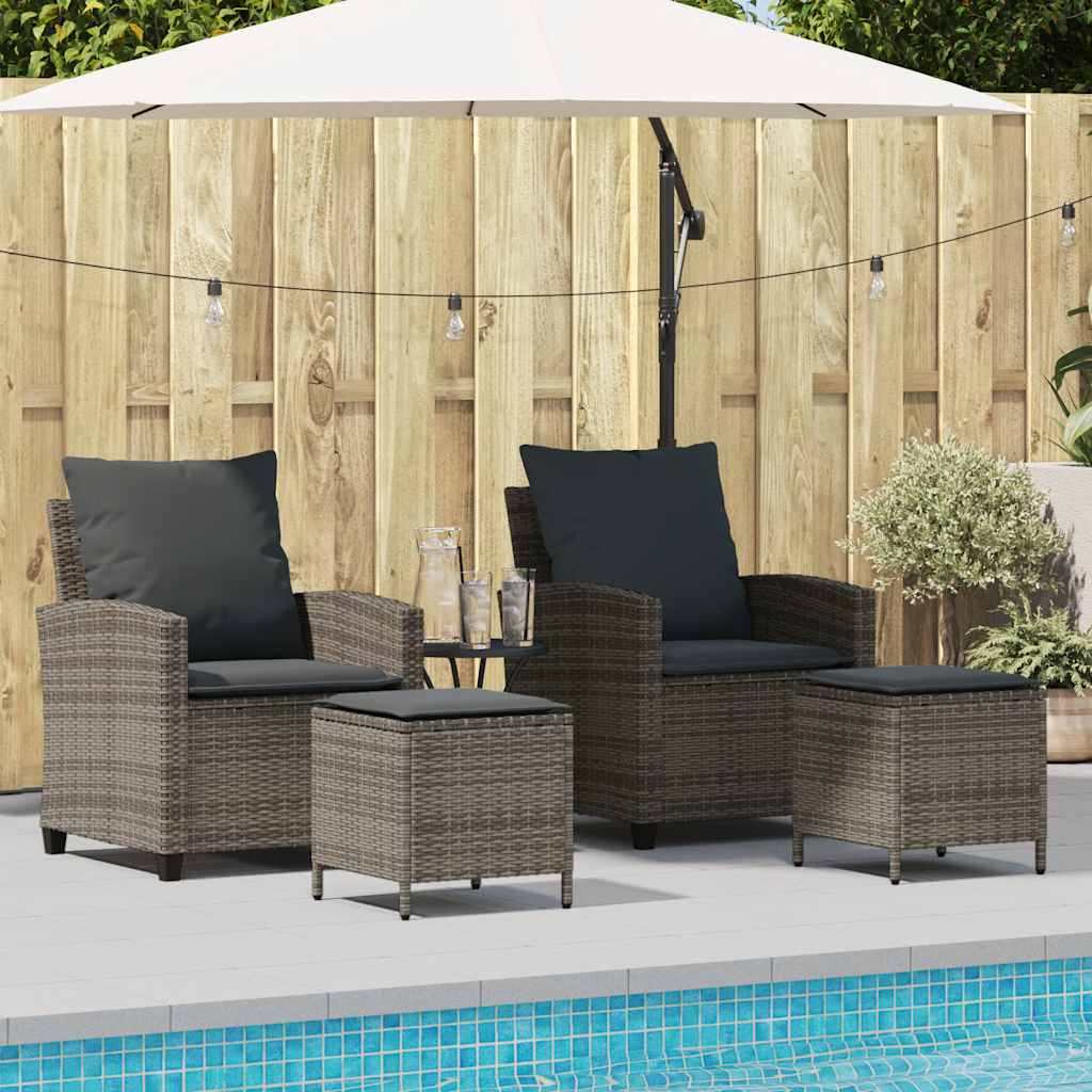 4 Piece Garden Sofa Set with Cushions Grey Poly Rattan