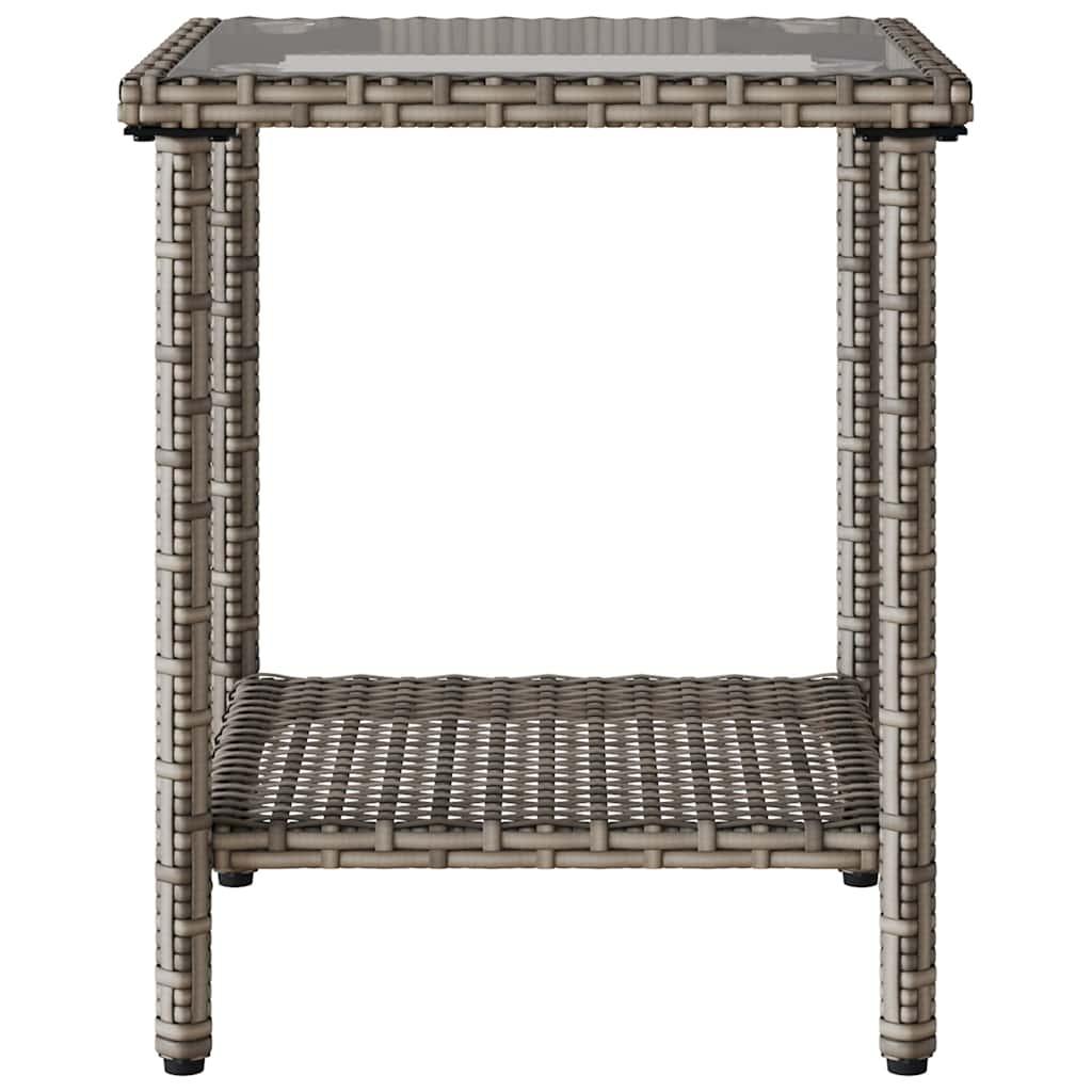 Garden Sofa with Table&Cushions L-shaped Grey Poly Rattan