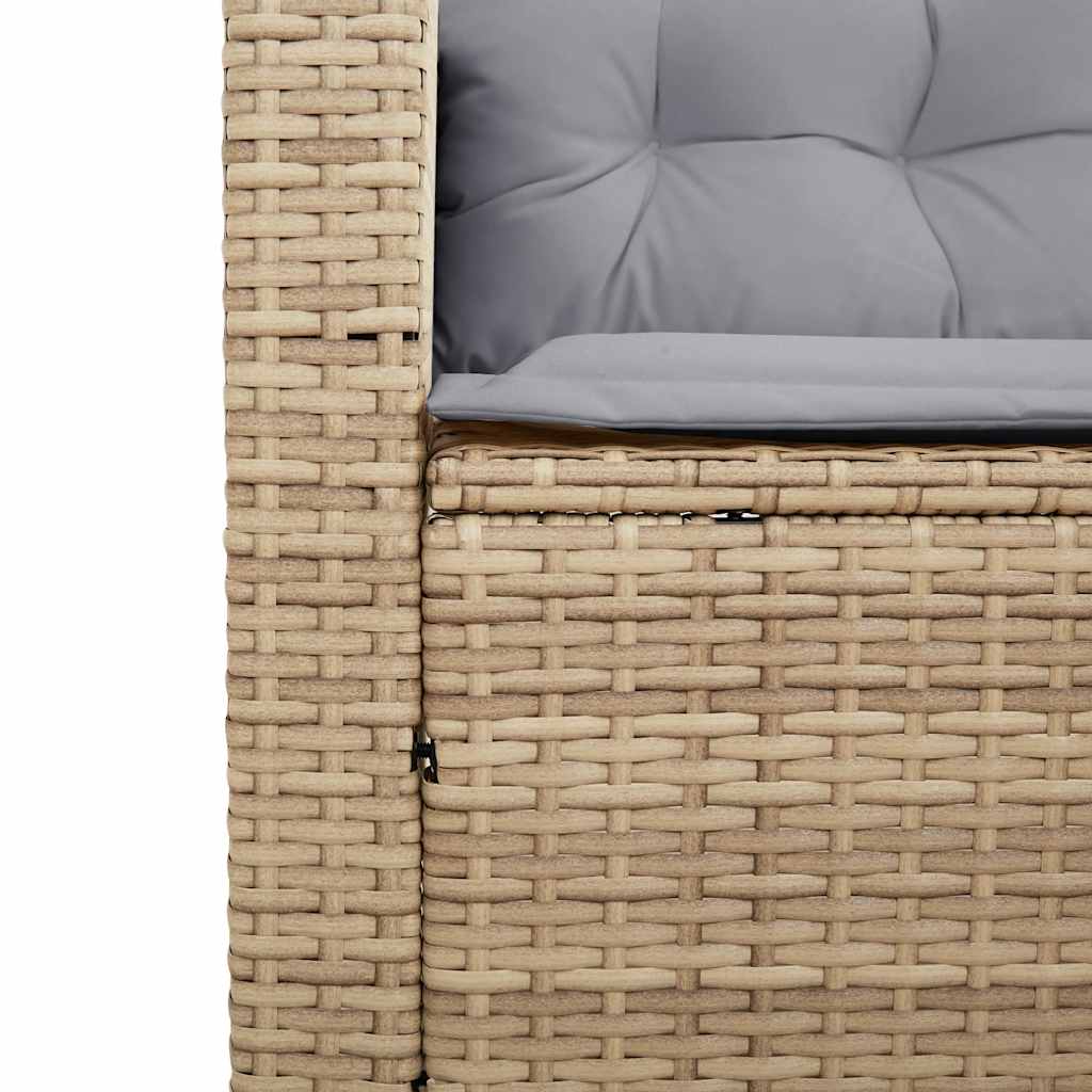 Garden Sofa with Table&Cushions L-shaped Beige Poly Rattan