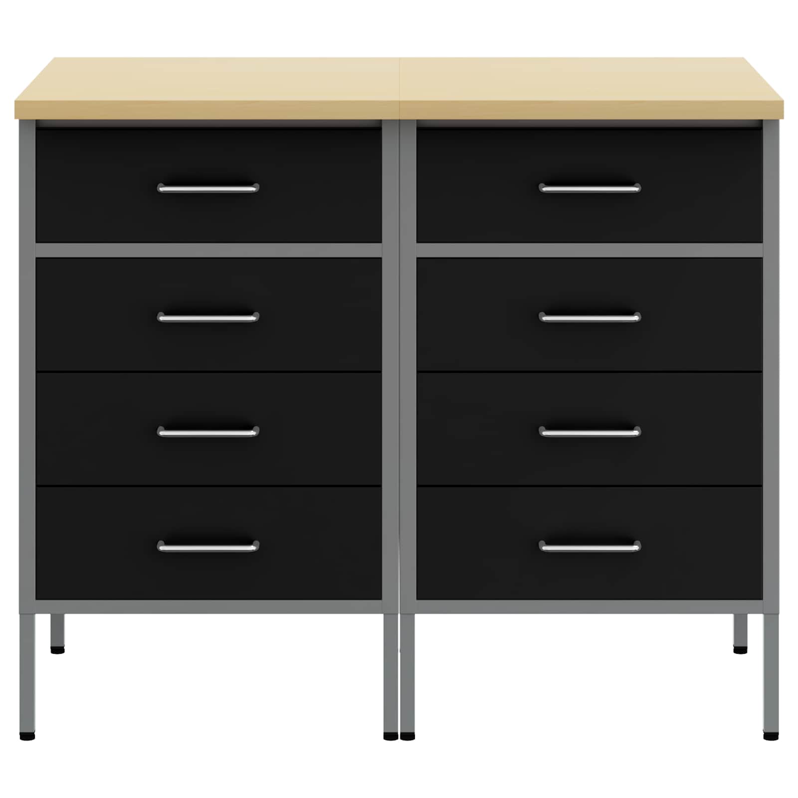 Work Cabinet with Drawer 2 pcs Black and Grey 100 x 55 x 85 cm