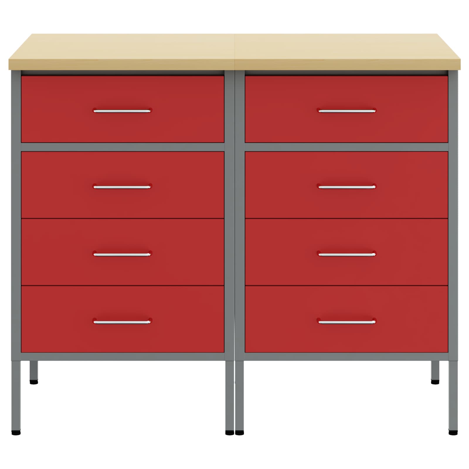 Work Cabinet with Drawer 2 pcs Red and Grey 100 x 55 x 85 cm