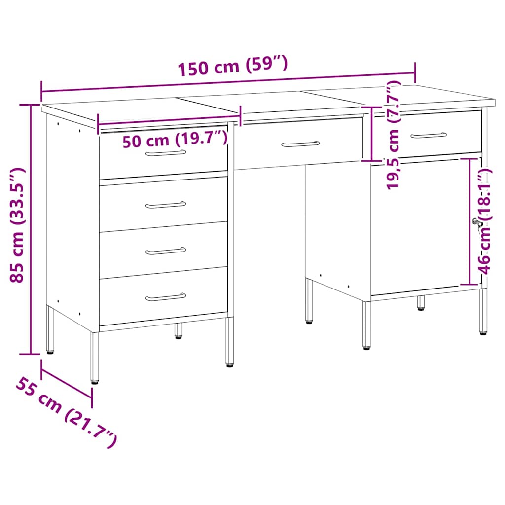 Work Cabinet with Drawer 3 pcs Red Engineered wood and steel