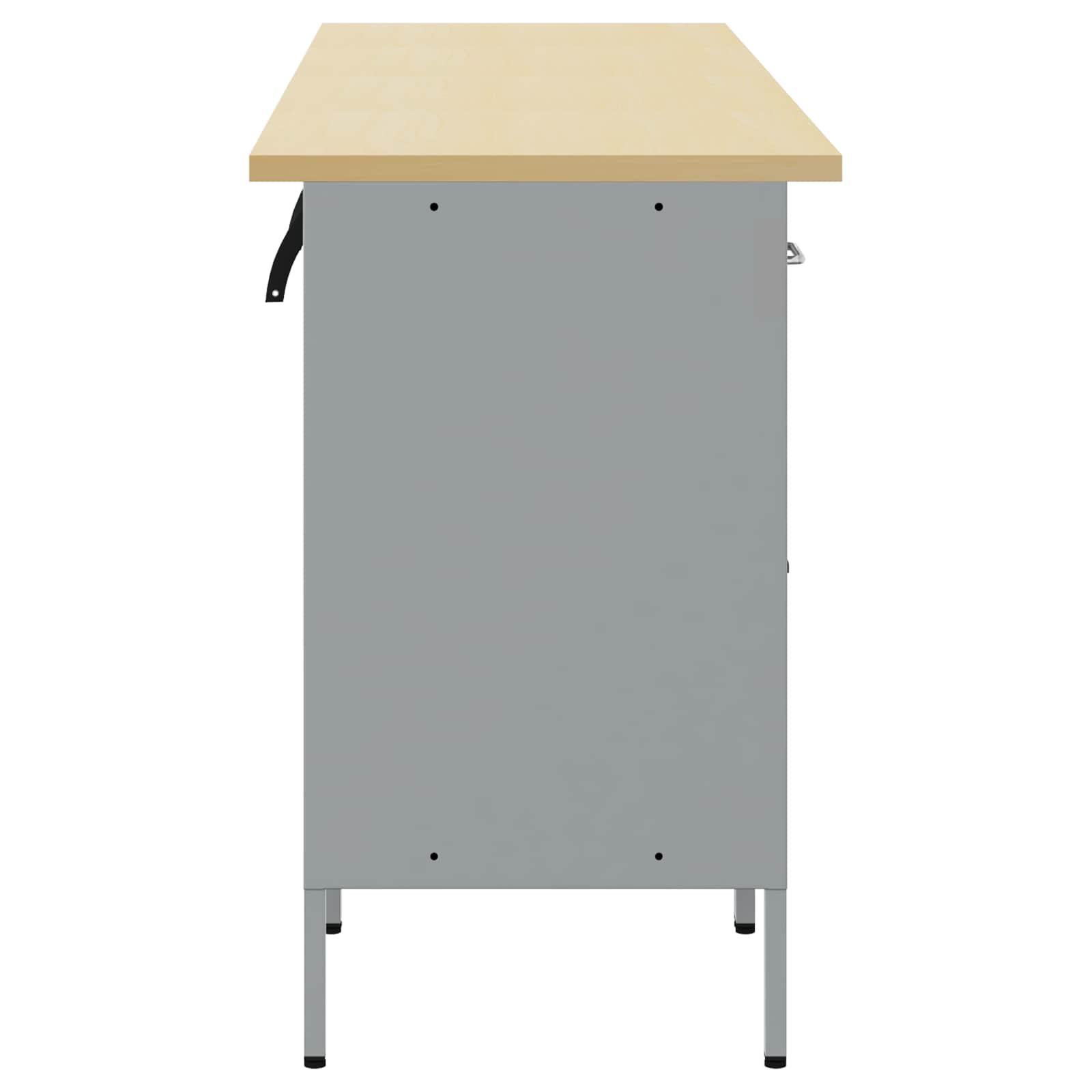 Work Cabinet with Drawer 4 pcs Black and Grey 200 x 55 x 85 cm