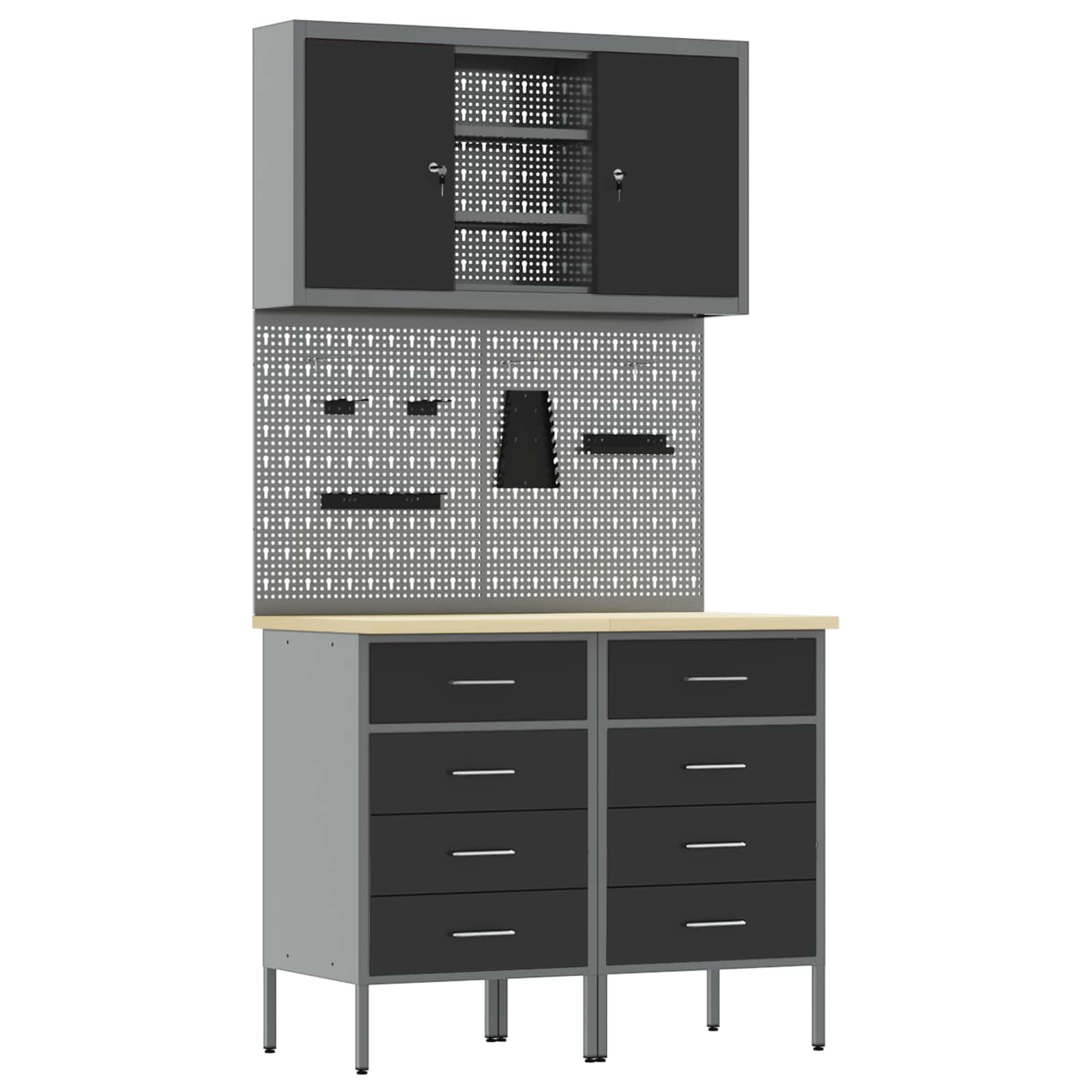 Work Cabinet Set with Drawer with Shelf 5 pcs Black