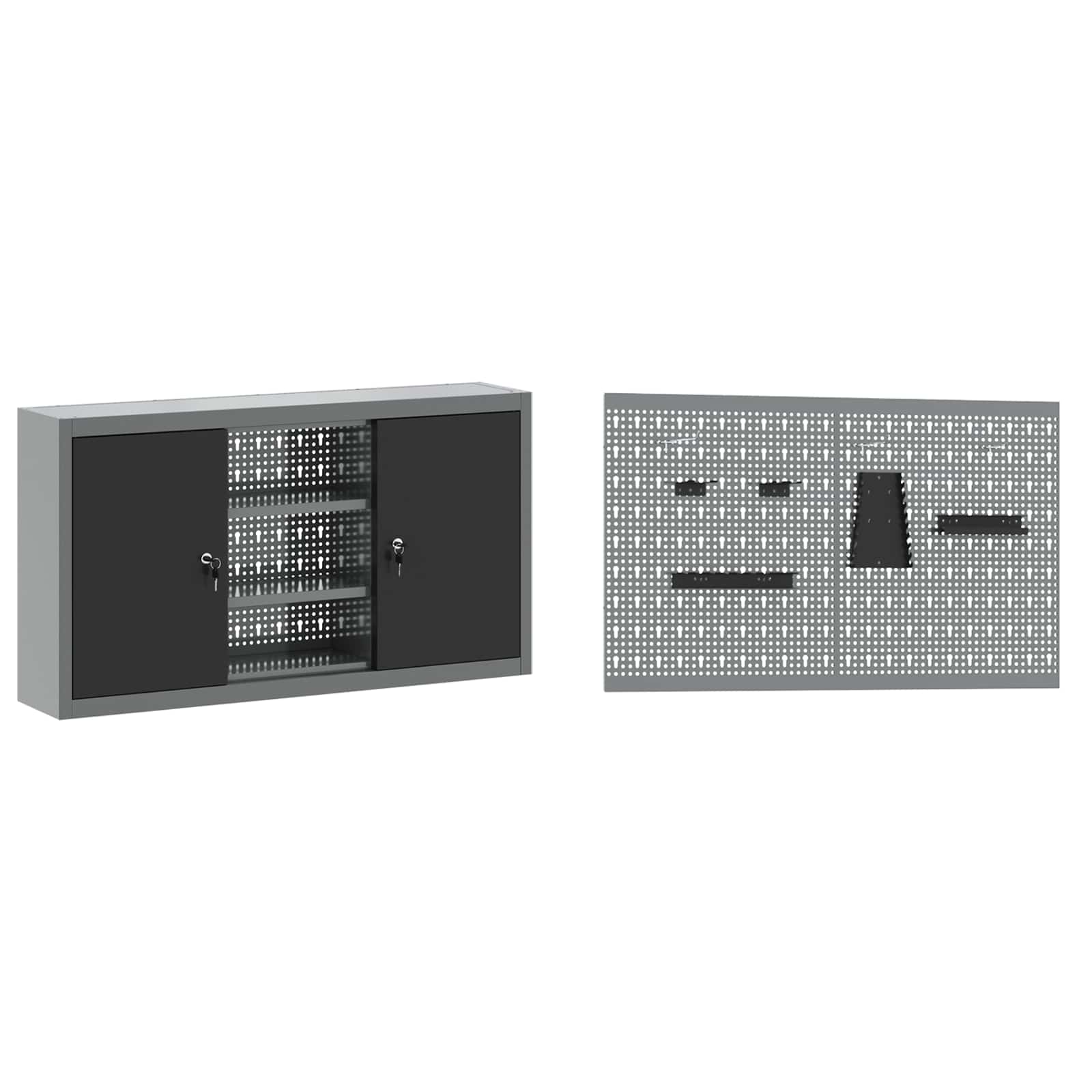 Work Cabinet Set with Drawer with Shelf 5 pcs Black