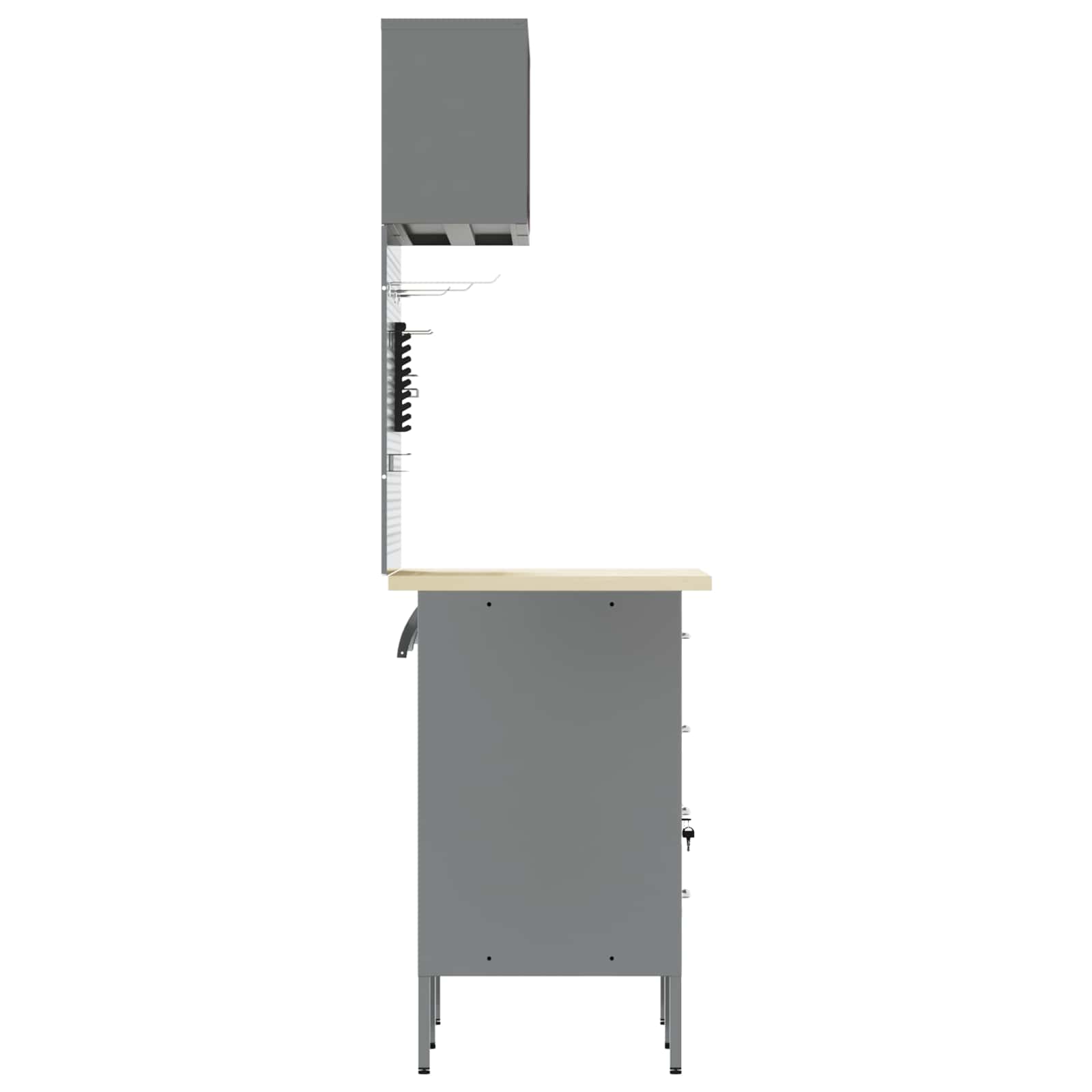 Work Cabinet Set with Drawer with Shelf Manual 5 pcs Black
