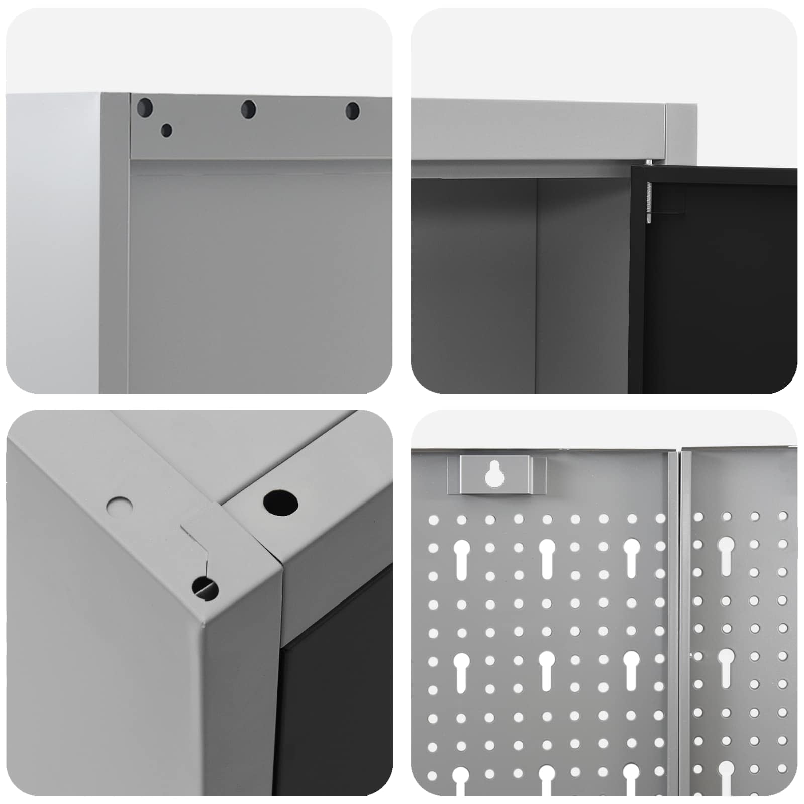 Work Cabinet 10 pcs Black and Grey Engineered wood and steel
