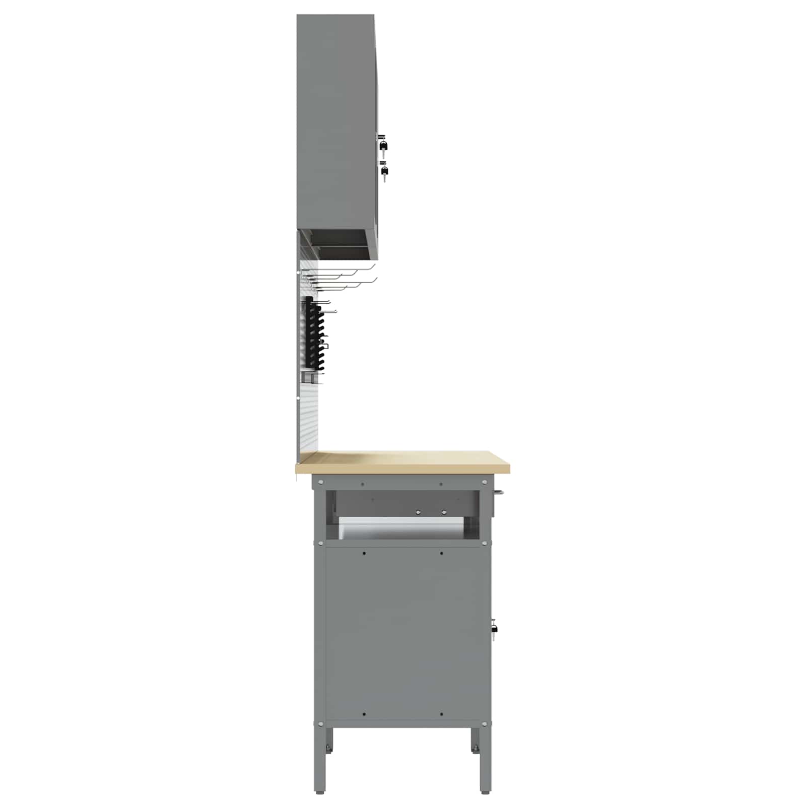 Work Cabinet 10 pcs Black and Grey Engineered wood and steel