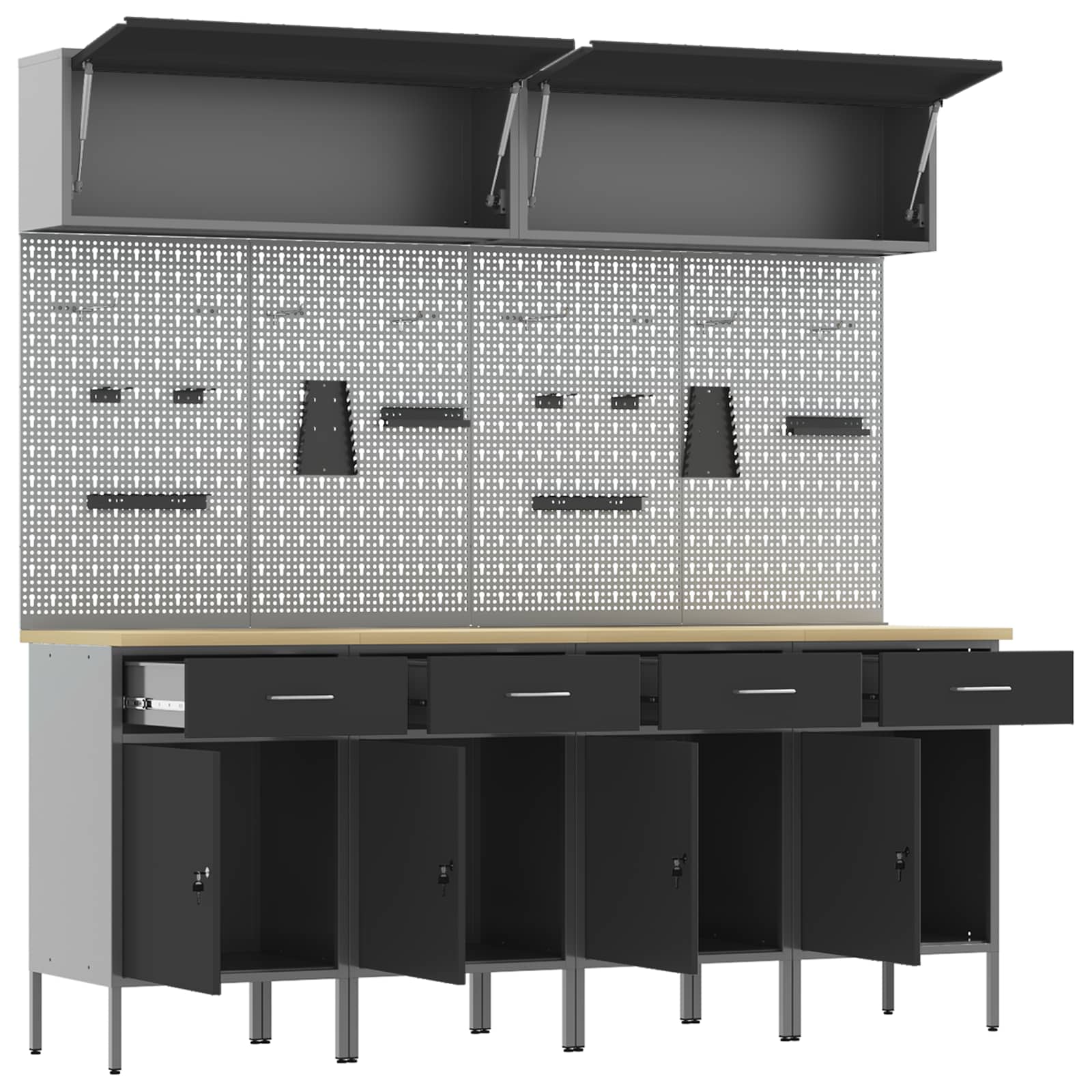Work Cabinet Set with Drawer with Storage Manual 10 pcs Black