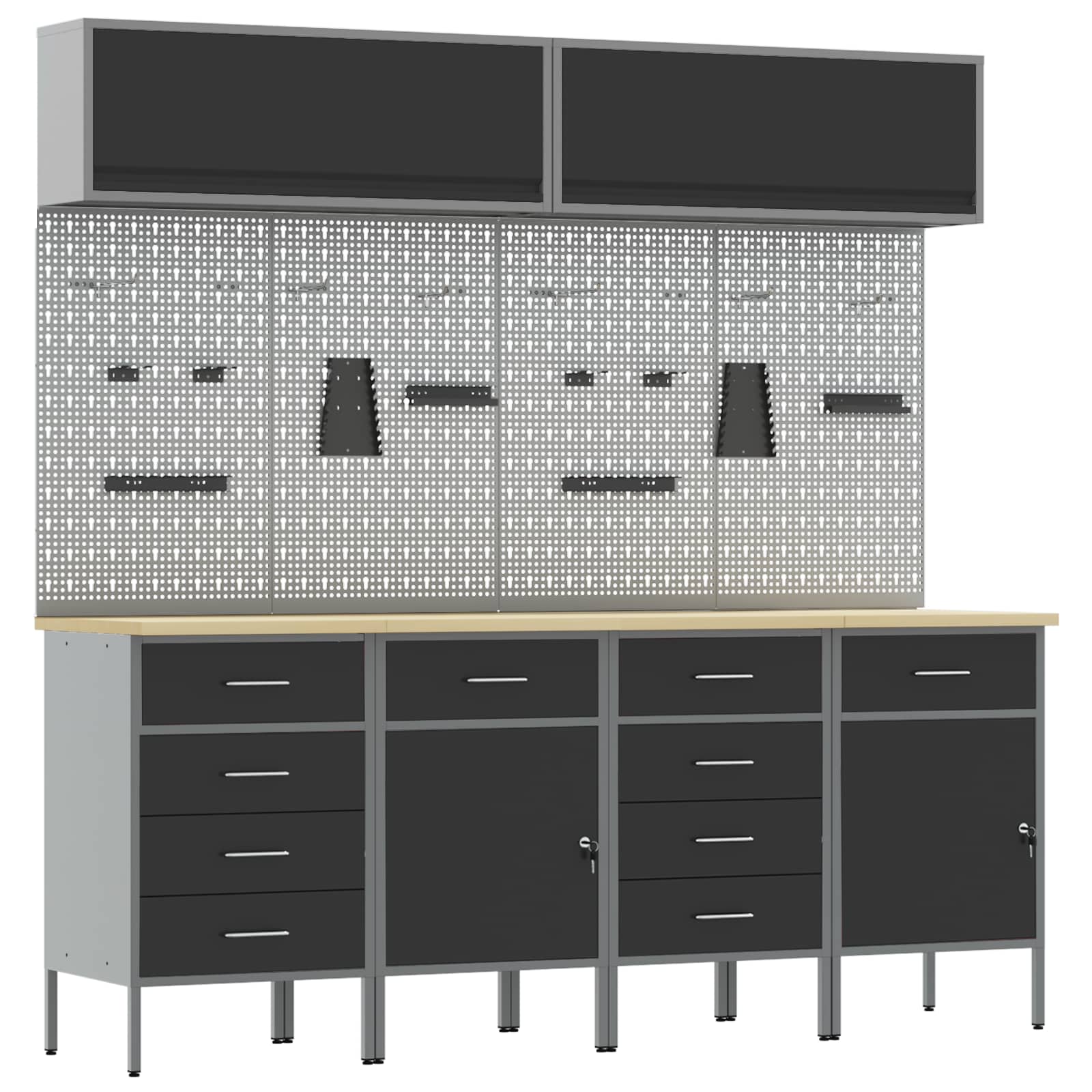 Work Cabinet Set with Drawer with Storage 10 pcs Black