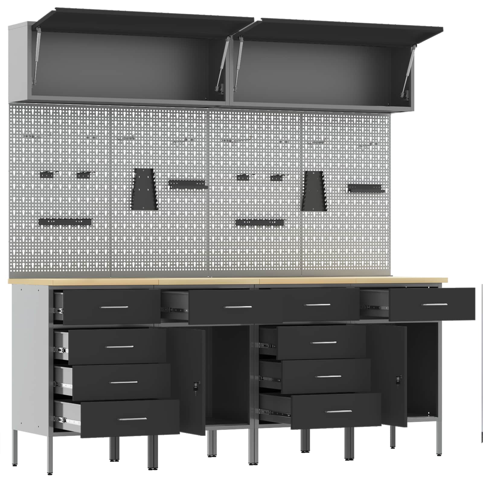Work Cabinet Set with Drawer with Storage 10 pcs Black