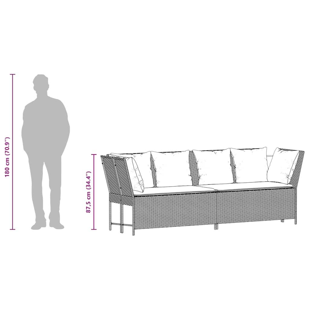 Garden Sofa with Cushions Black Poly Rattan