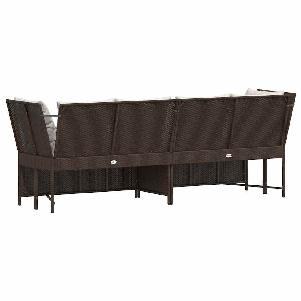 Garden Sofa with Cushions Brown Poly Rattan